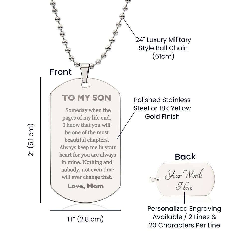 Engraved Dog Tag - From Mom to Son