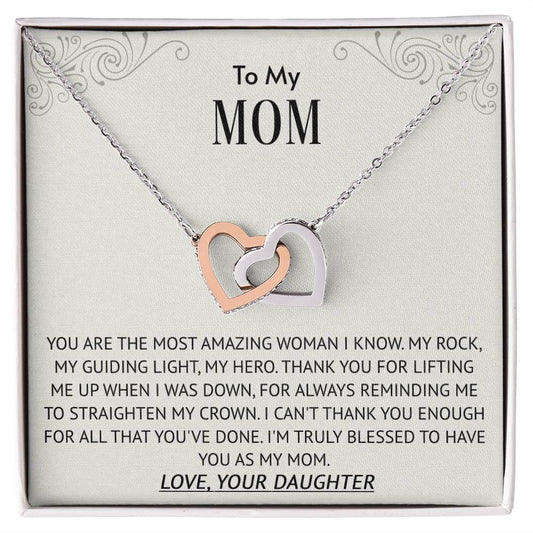 Interlocking Hearts Necklace -Most Amazing Woman Mom