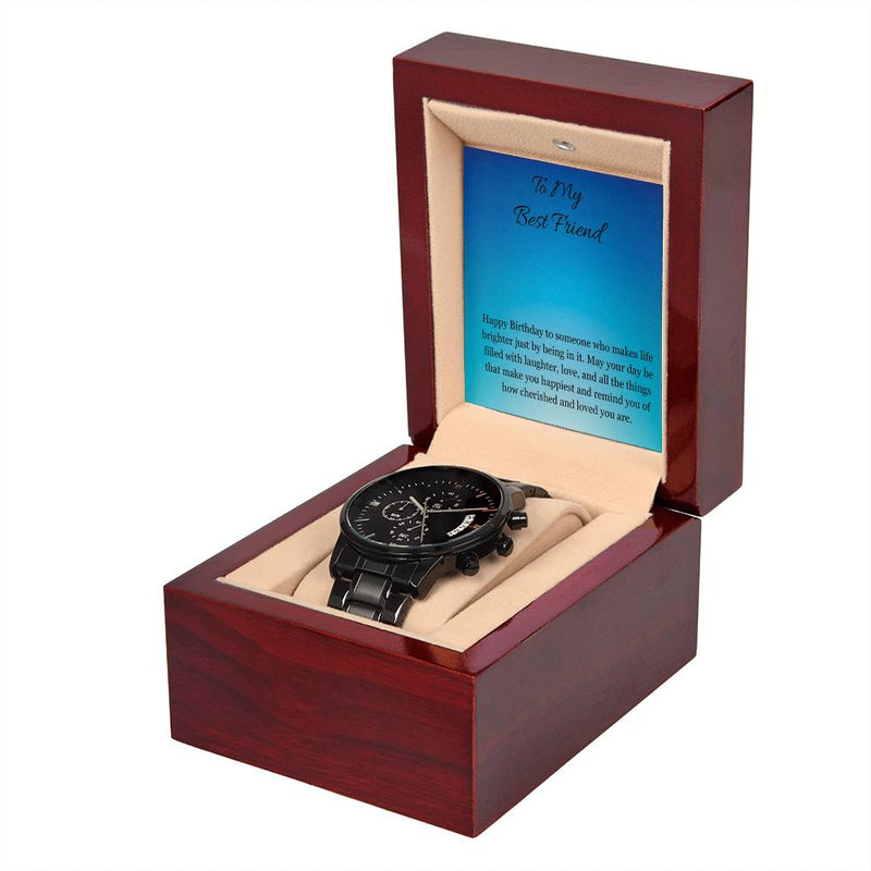 Black Chronograph Watch - Life is Brighter Best Friend