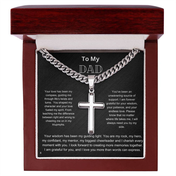 Cross Necklace with Cuban Chain - Dad #8 RW1