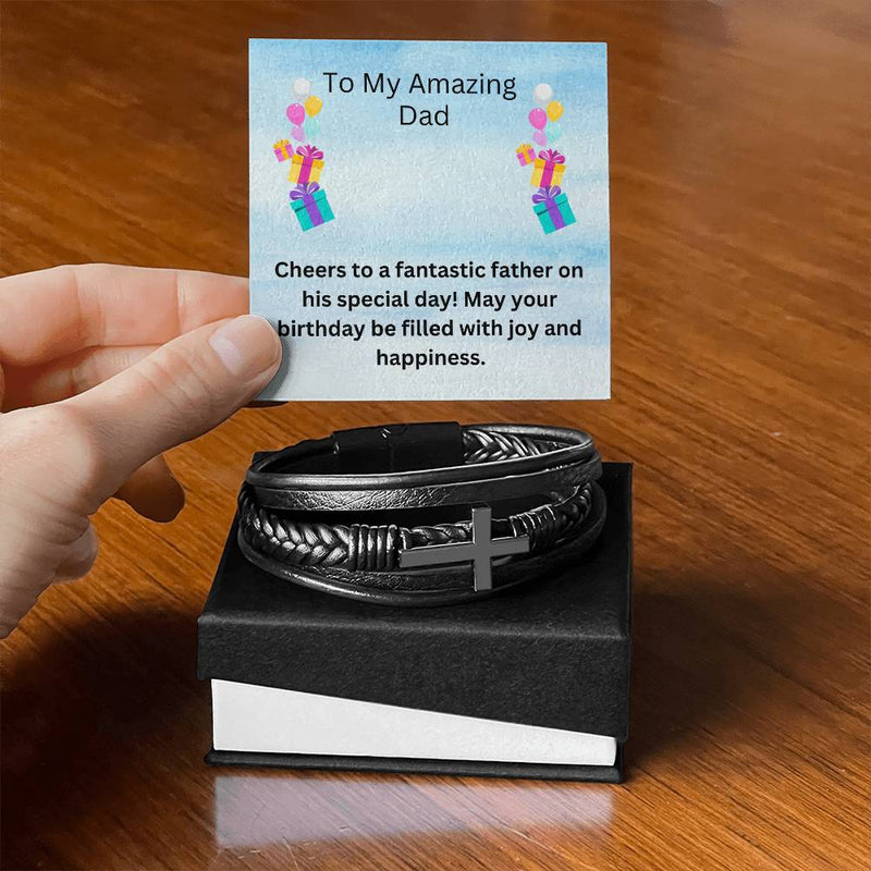 Men's Cross Bracelet - Cheers to Fantastic Dad
