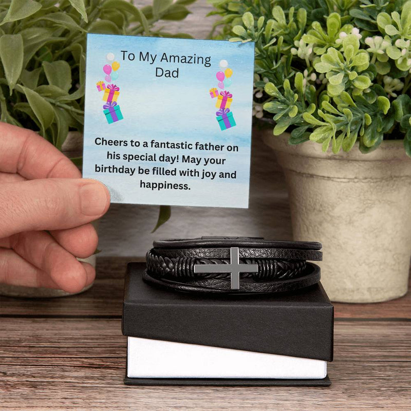 Men's Cross Bracelet - Cheers to Fantastic Dad