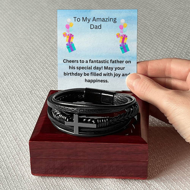 Men's Cross Bracelet - Cheers to Fantastic Dad