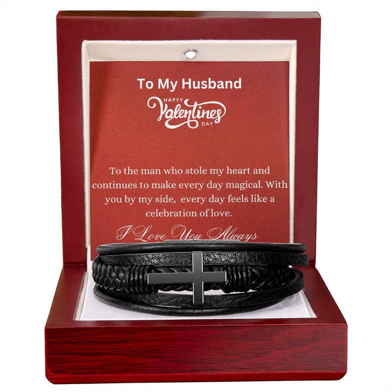 Men's Cross Bracelet - You Stole My Heart Husband