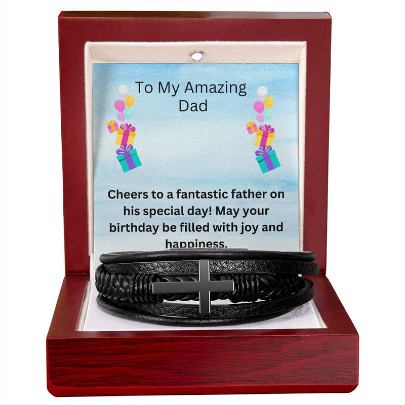 Men's Cross Bracelet - Cheers to Fantastic Dad