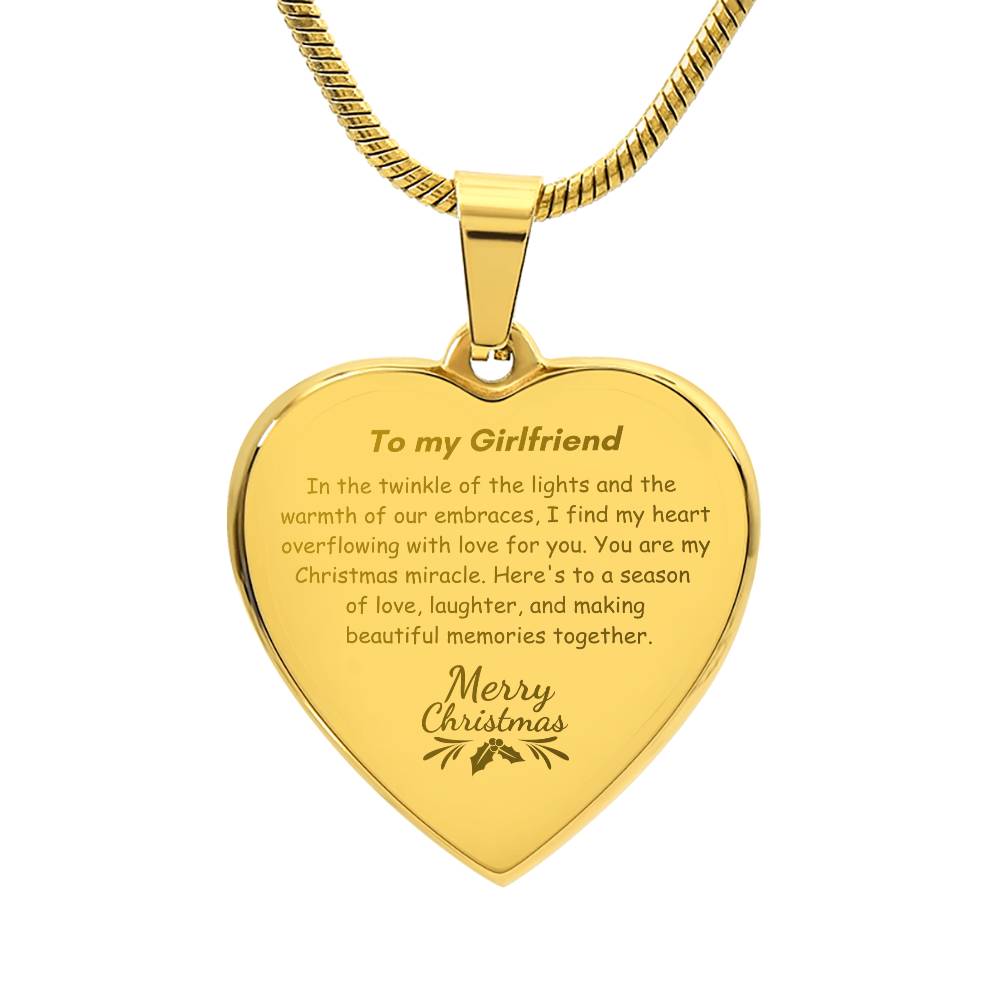 Engraved Heart Necklace - Twinkle of the Lights Christmas Girlfriend