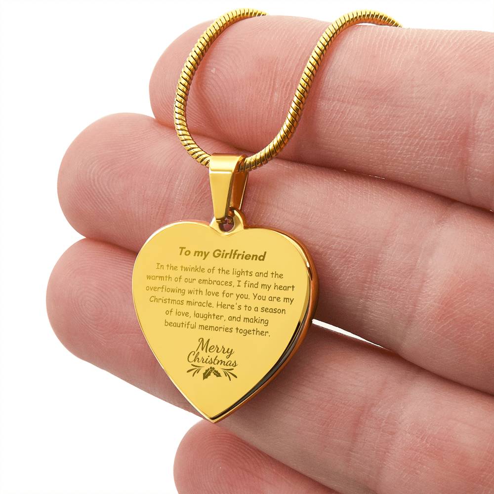 Engraved Heart Necklace - Twinkle of the Lights Christmas Girlfriend
