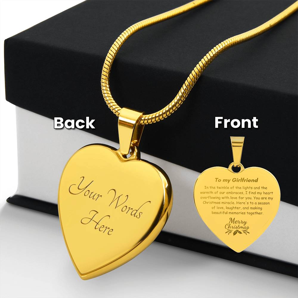 Engraved Heart Necklace - Twinkle of the Lights Christmas Girlfriend