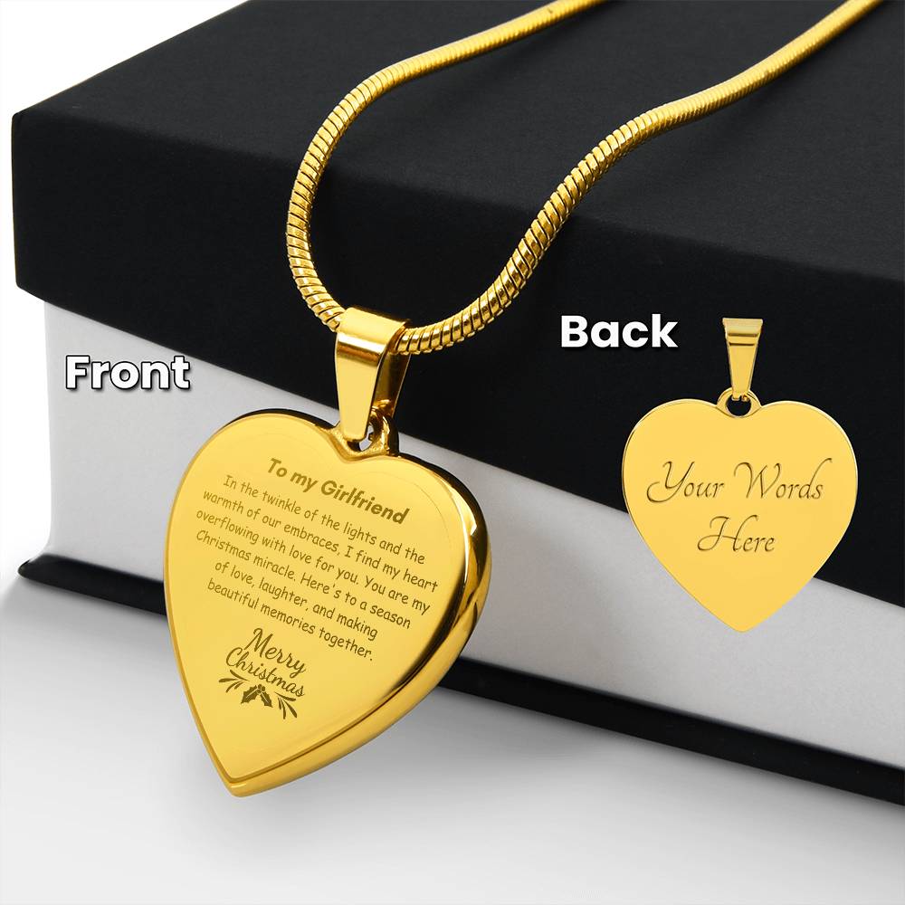 Engraved Heart Necklace - Twinkle of the Lights Christmas Girlfriend