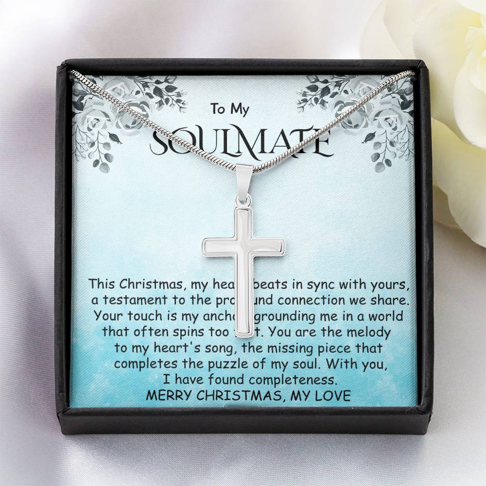 Stainless Cross Necklace - Heart Beats With Yours Soulmate