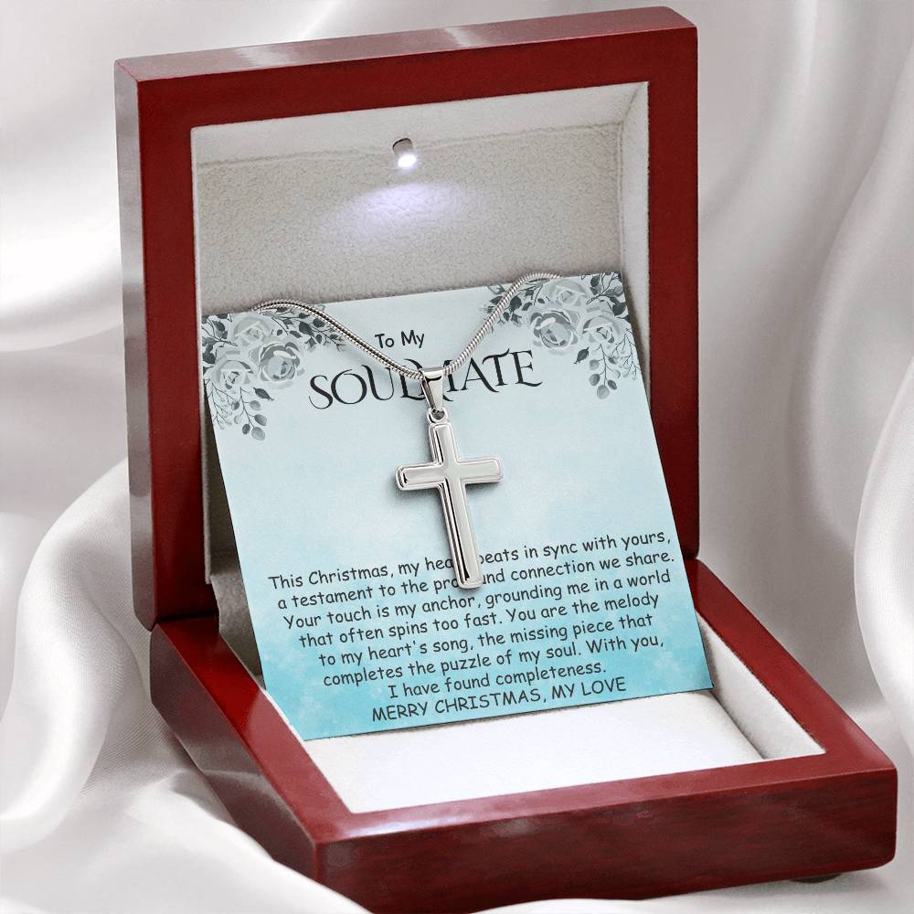 Stainless Cross Necklace - Heart Beats With Yours Soulmate