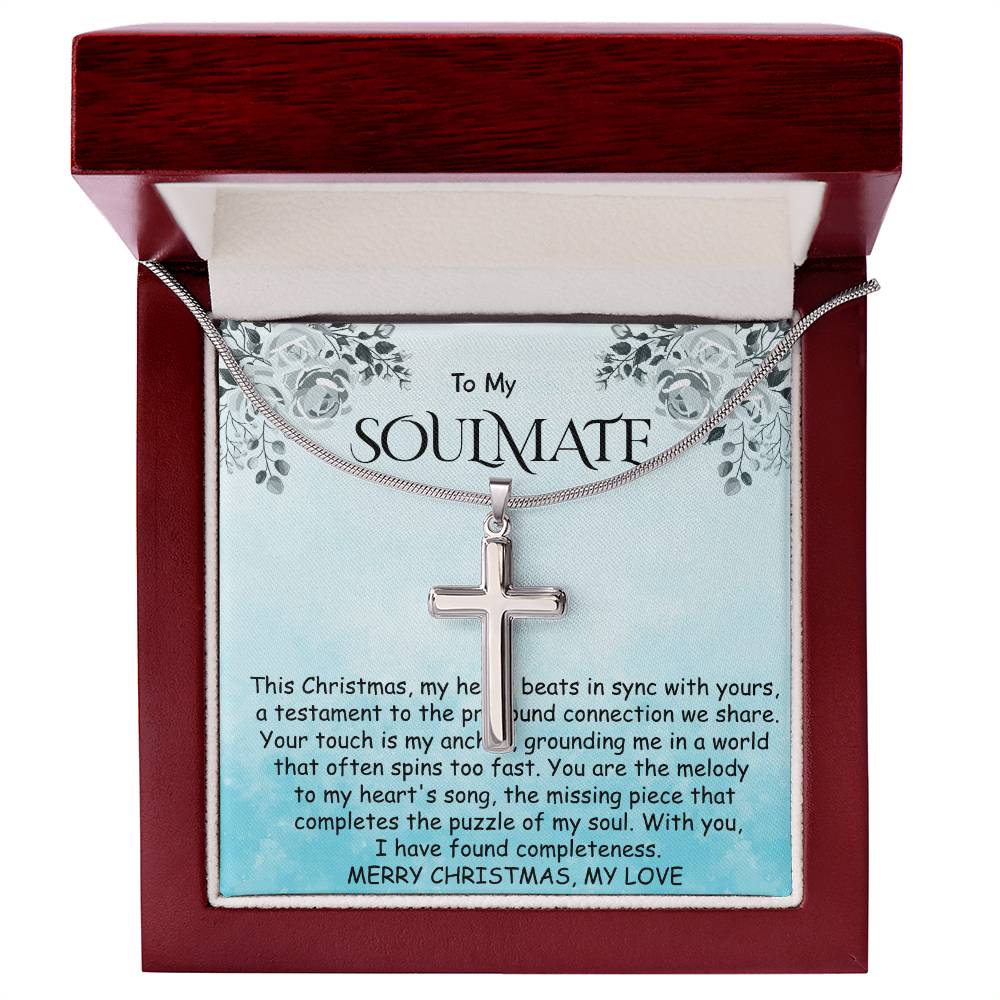 Stainless Cross Necklace - Heart Beats With Yours Soulmate