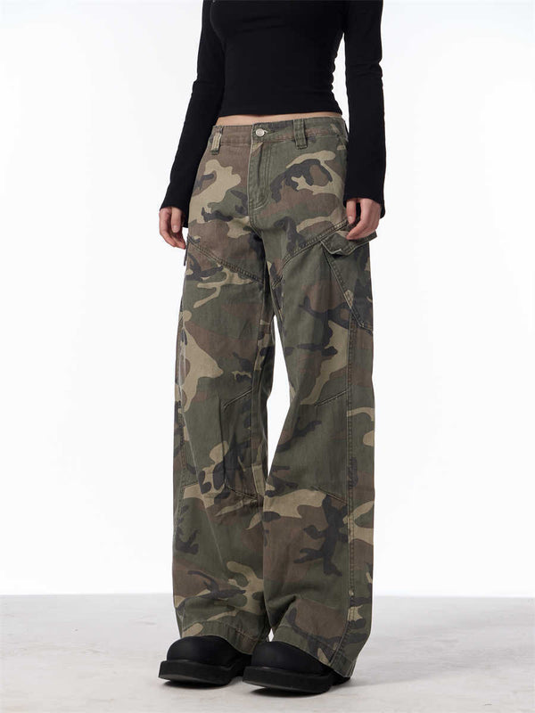 Camouflage Cargo Pants Women's Straight Loose Casual Trousers