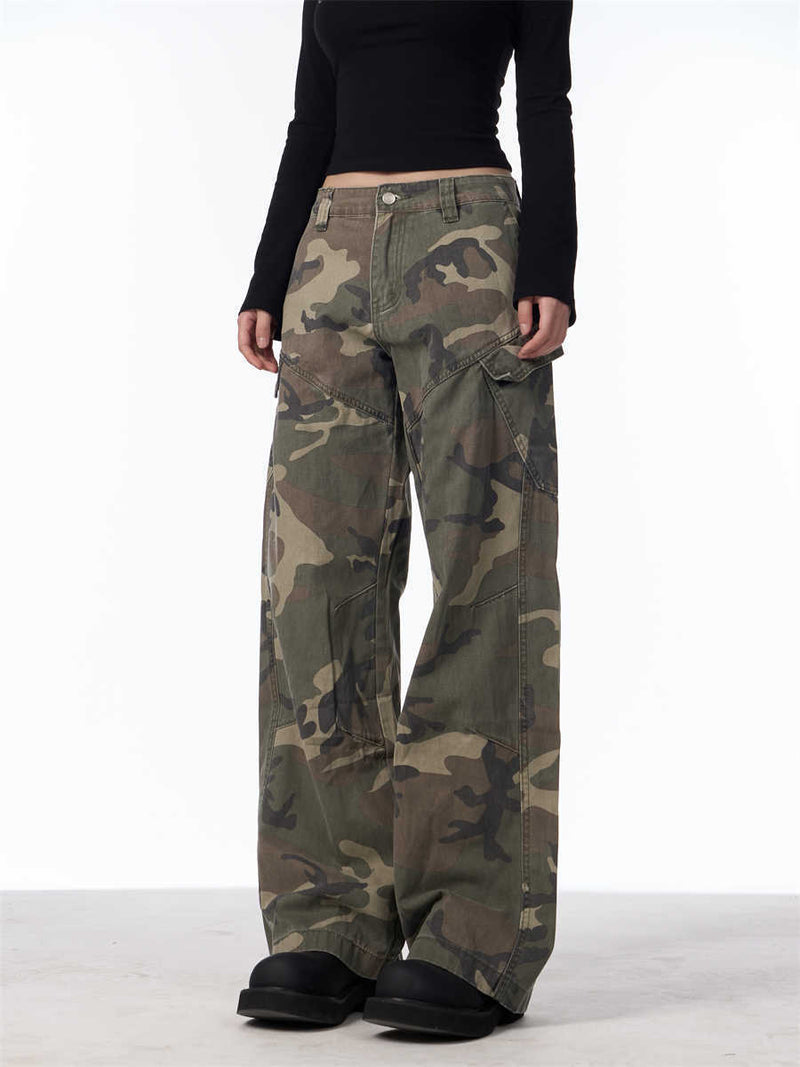 Camouflage Cargo Pants Women's Straight Loose Casual Trousers