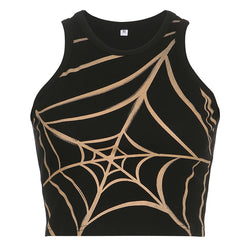 American Personalized Spider Web Printed Vest Female