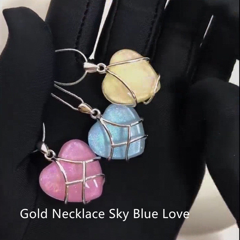 Ins Style Love Stone Necklace Girls' Creative Personality All-match Clavicle Chain