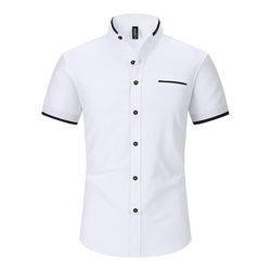 Stand Collar Men's Short Sleeve Shirt