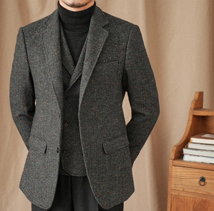 Vintage Double Breasted Wool Colored Dot Vest
