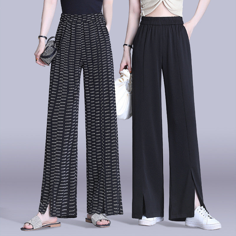 Pantalones casuales de pierna recta de talla grande, finos, sueltos, de moda, de verano
