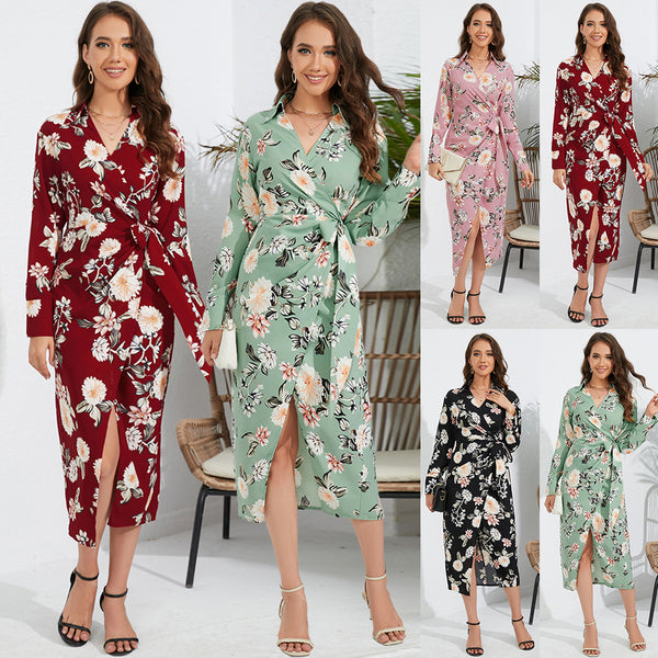 Vestido ajustado con abertura y temperamento para mujer