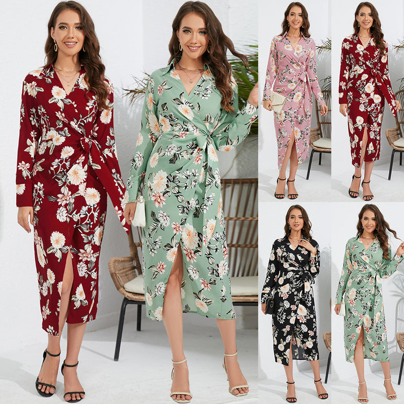 Vestido ajustado con abertura y temperamento para mujer