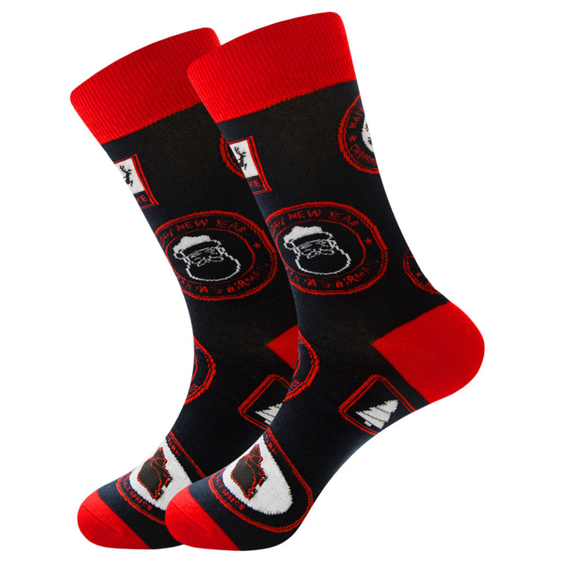 Fashion Christmas 12 Color Elk Santa Snow Socks