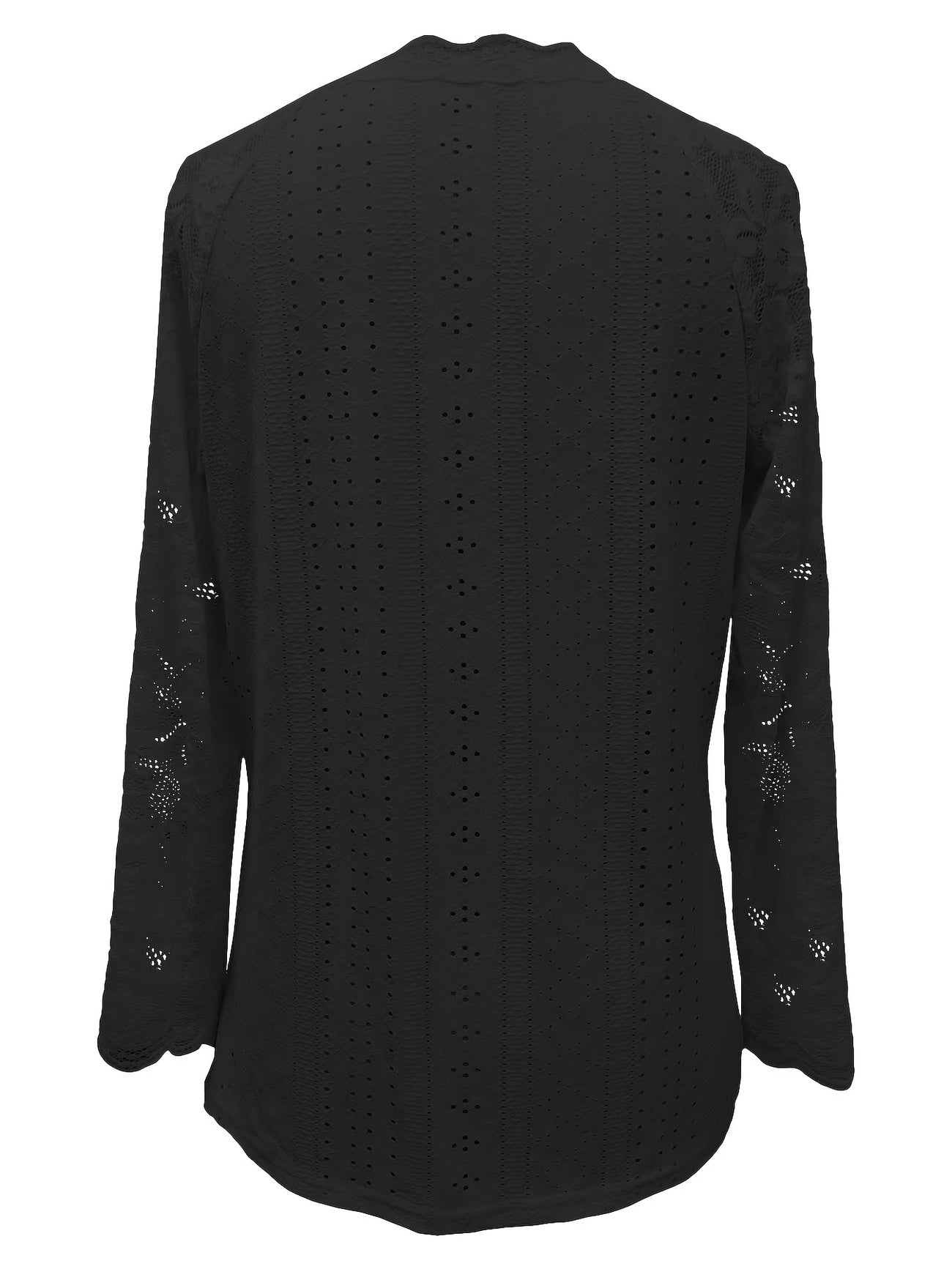 Contrast Lace V-neck Eyelet T-Shirt