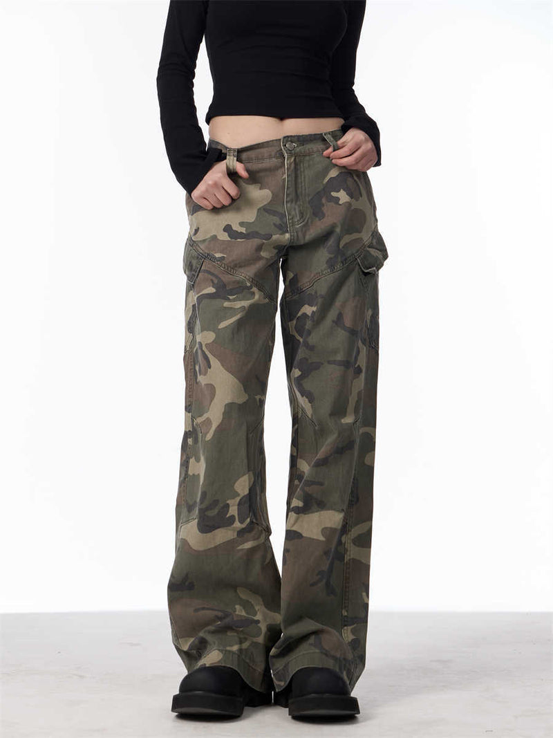 Camouflage Cargo Pants Women's Straight Loose Casual Trousers