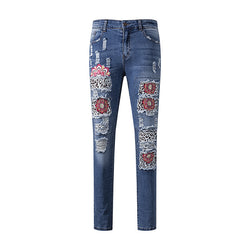 Jeans Rasgados Estilo Étnico De Mujer Cintura Alta