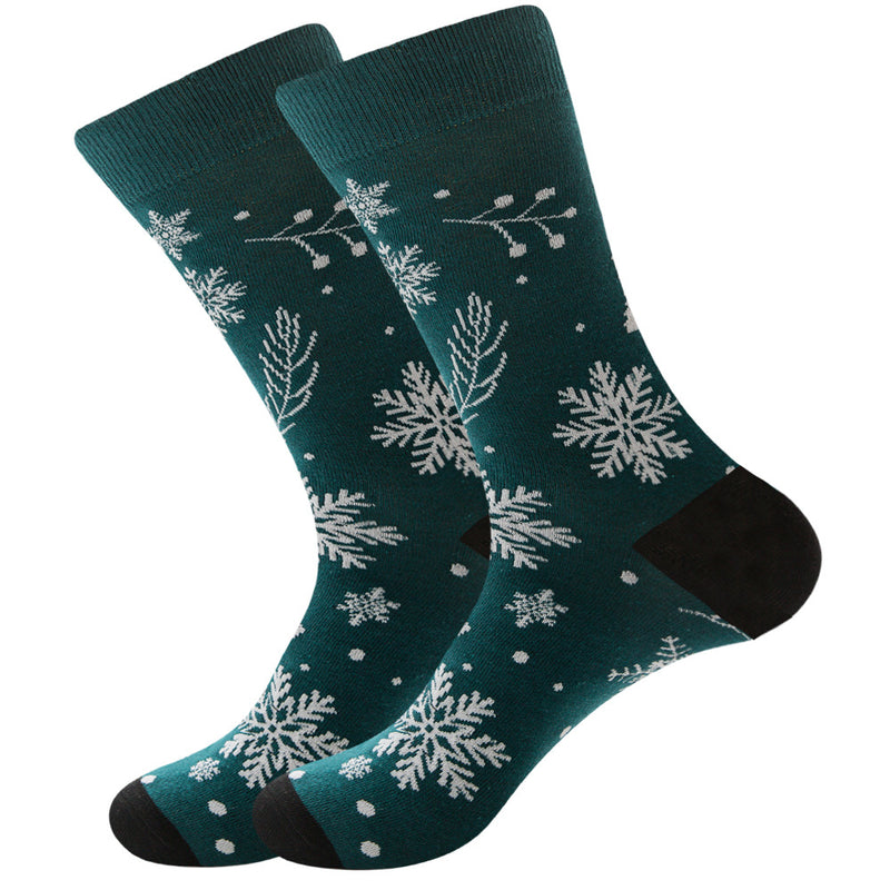 Fashion Christmas 12 Color Elk Santa Snow Socks