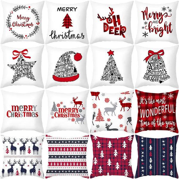 45cm Christmas Cushion Cover Pillowcase 2024 Christmas Decorations for Home Ornament Xmas New Year Christmas Decor 2023 Noel